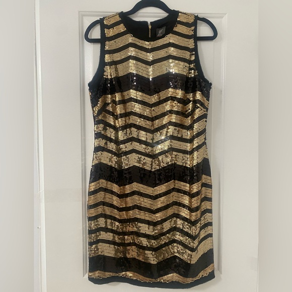Sequin black and gold Vince Camuto dress - Picture 1 of 5